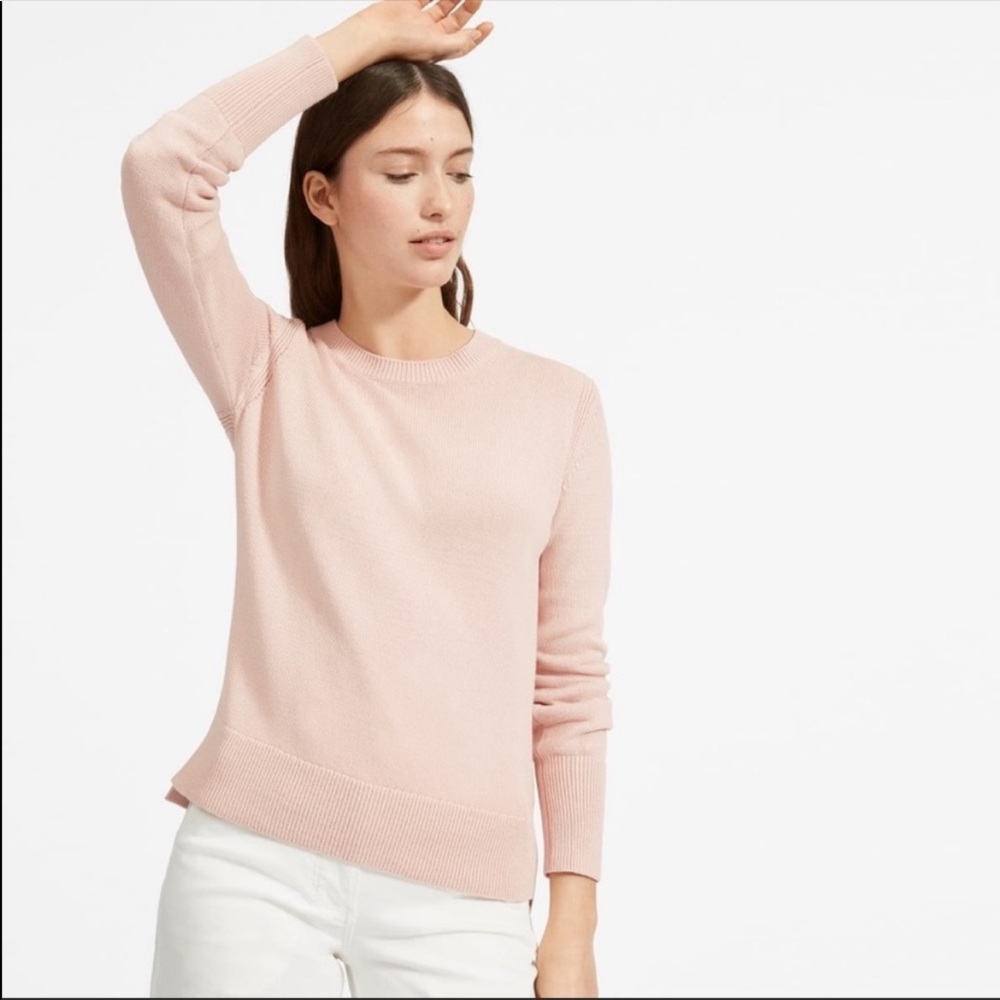 Everlane The Soft Cotton Crew Pale Pink Sweater Size M